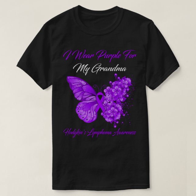 Camiseta Butterfly I Wear Purple For My Grandma Hodgkin's L (Diseño del anverso)
