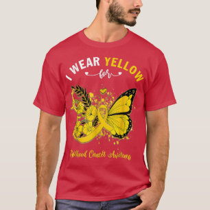 Camiseta Butterfly I Wear Yellow For Childhood Cancer Aware