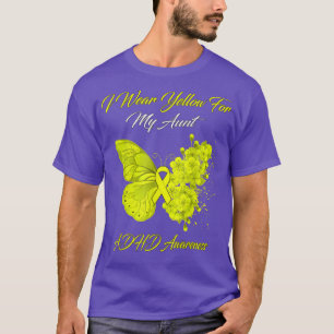 Camiseta Butterfly I Wear Yellow For My Aunt ADHD Awareness