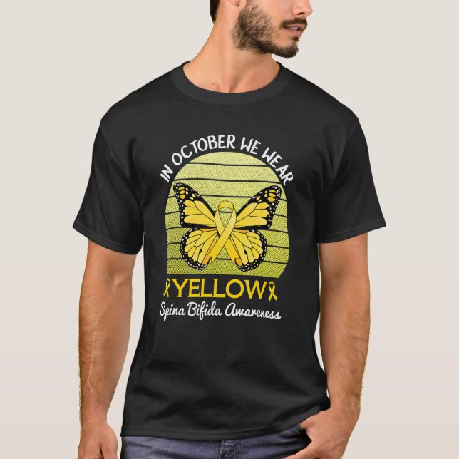 Camiseta Butterfly In October We Wear Yellow Spina Bifida A (Anverso)