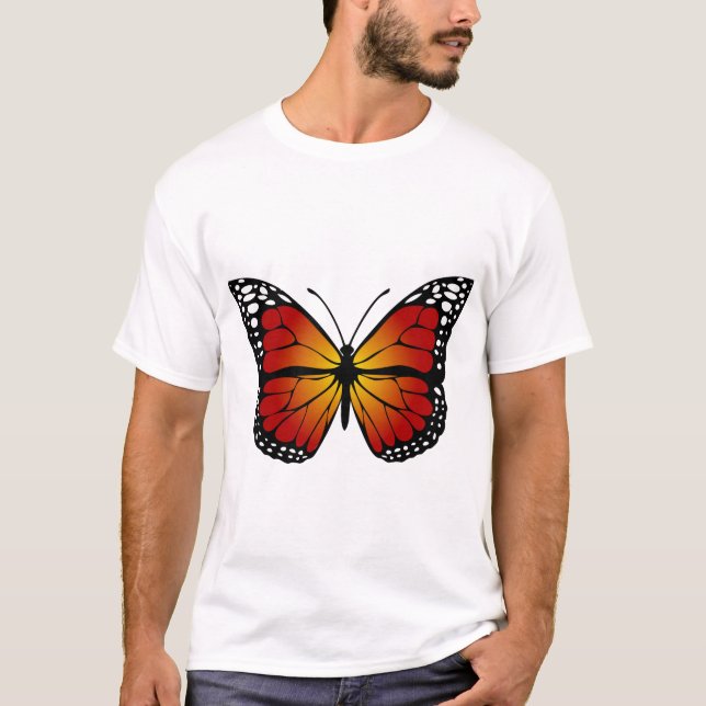 Camiseta Butterfly Monarch Abstract Artistic Line Art (Anverso)