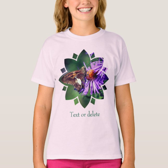 Camiseta Butterfly On Purple Aster Flower Personalized (Anverso)