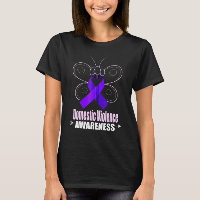 Camiseta Butterfly Purple Ribbon Domestic Violence Awarenes (Anverso)