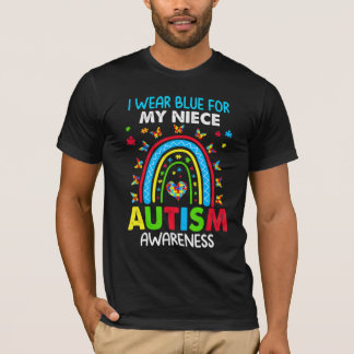 Camiseta Butterfly Rainbow I Wear Blue For My Niece Autism