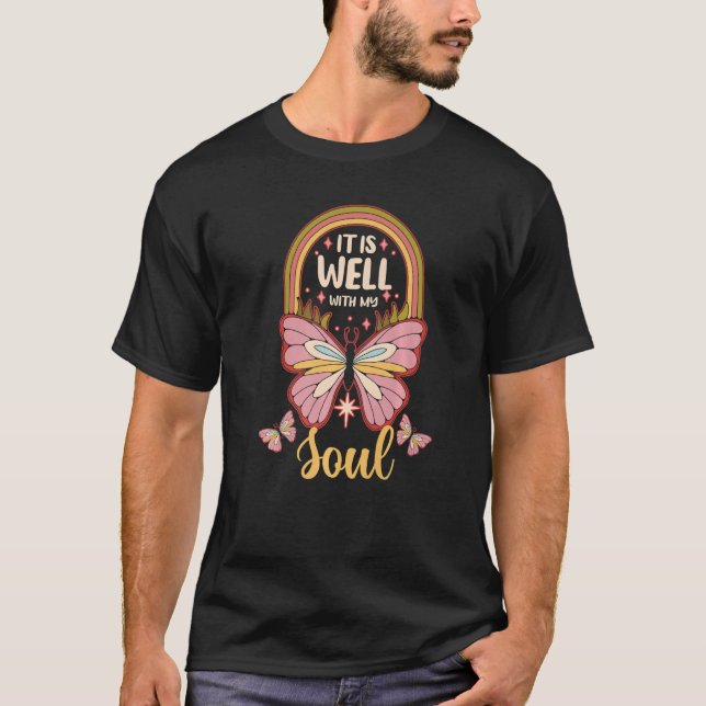 Camiseta Butterfly  Religious Christian It Is Well With My  (Anverso)