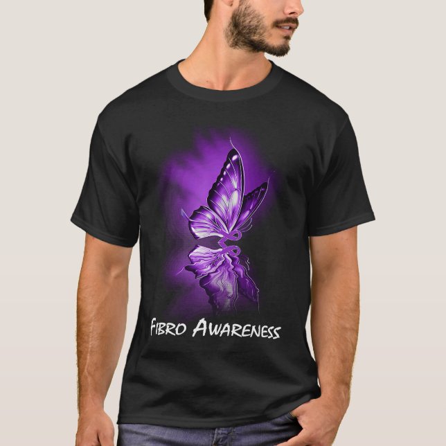 Camiseta Butterfly Ribbon Fibro Awareness (Anverso)