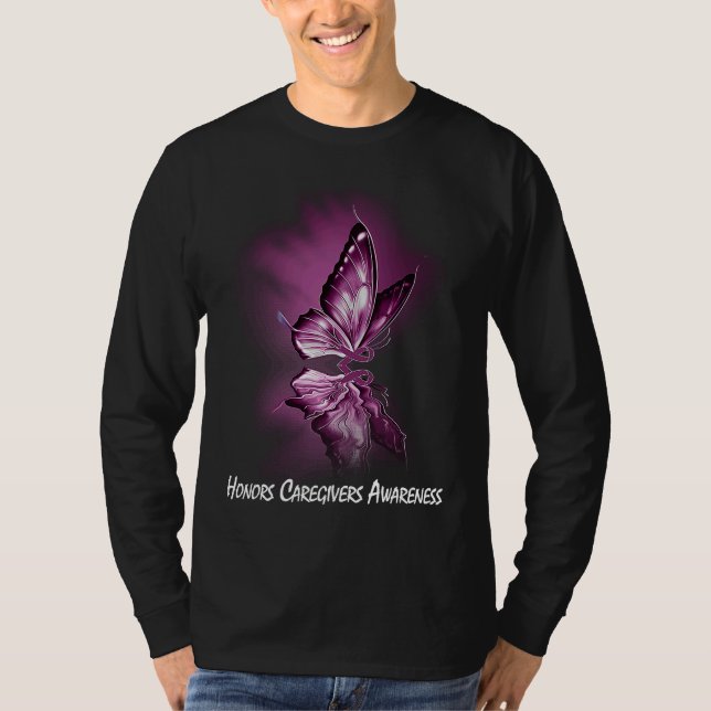 Camiseta Butterfly Ribbon Honors Caregivers Awareness (Anverso)