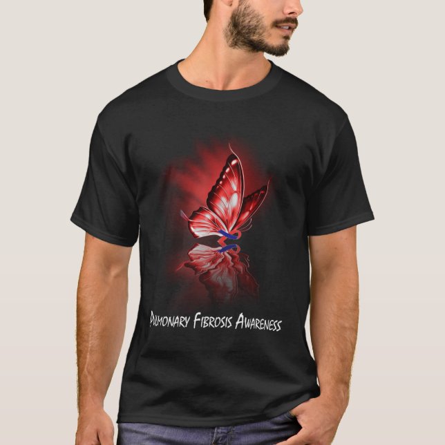 Camiseta Butterfly Ribbon Pulmonary Fibrosis Awareness (Anverso)