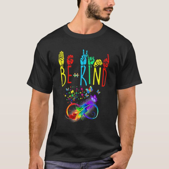 Camiseta Butterfly Sign Language Butterfly Autism Be Kind (Anverso)