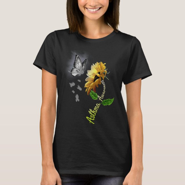 Camiseta Butterfly Sunflower Asthma Awareness (Anverso)