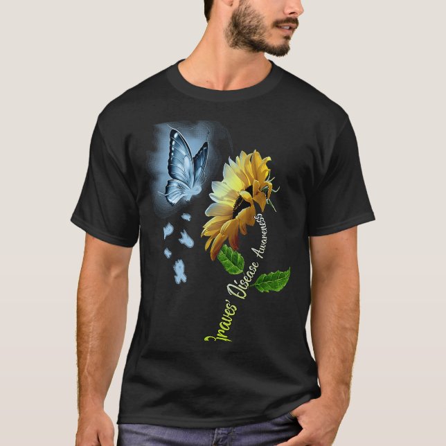 Camiseta Butterfly Sunflower Graves' Disease Awareness (Anverso)