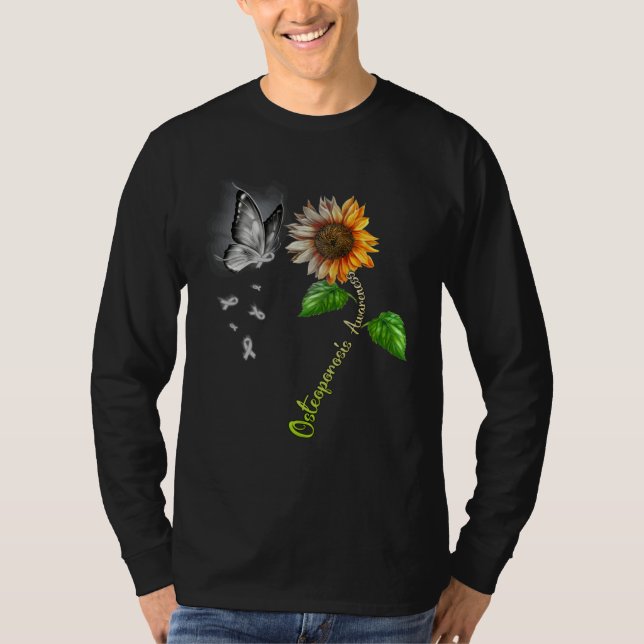 Camiseta Butterfly Sunflower Osteoporosis Awareness (Anverso)
