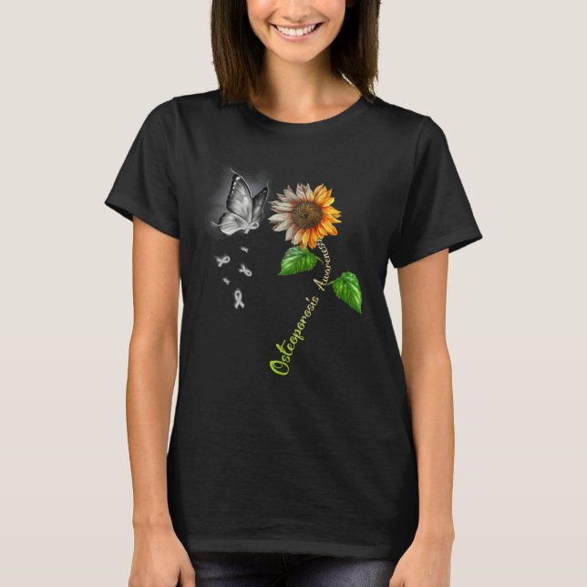 Camiseta Butterfly Sunflower Osteoporosis Awareness (Anverso)
