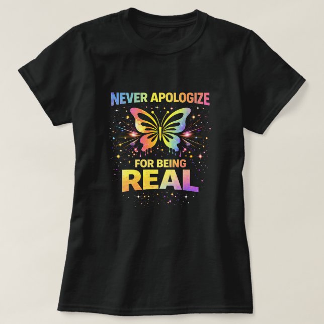 Camiseta Butterfly Tees Co. Never Apologize 0047727 (Diseño del anverso)
