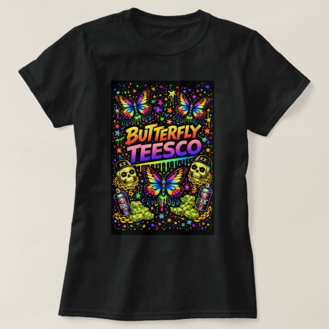 Camiseta Butterfly TEESCO Graffiti Butterfly 00478 (Diseño del anverso)