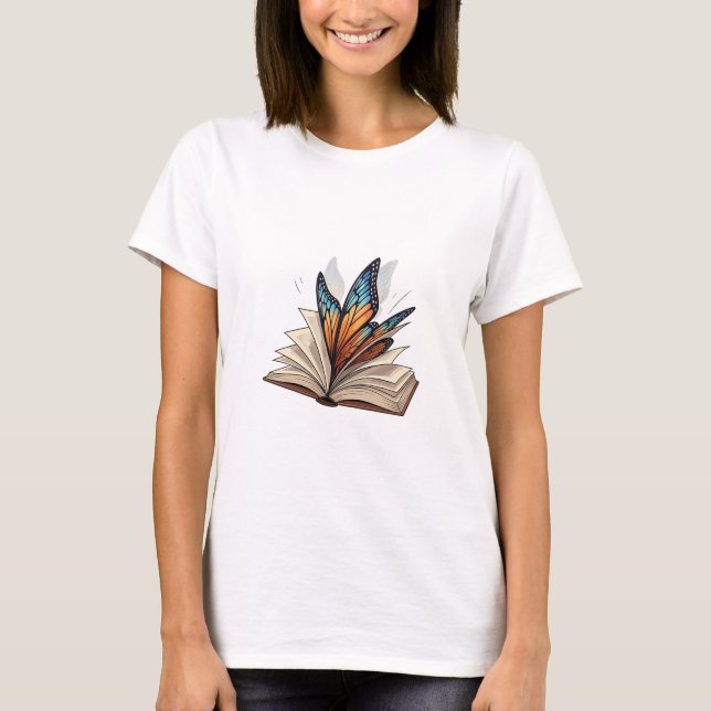 Camiseta Butterfly Wings Emerging from an Open Book (Anverso)