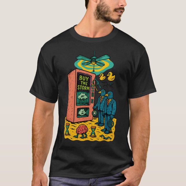 Camiseta Buy the Storm – Surreal Dystopia Art (Anverso)