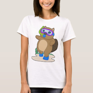 Camiseta Buzo de buceo con snorkel de castor