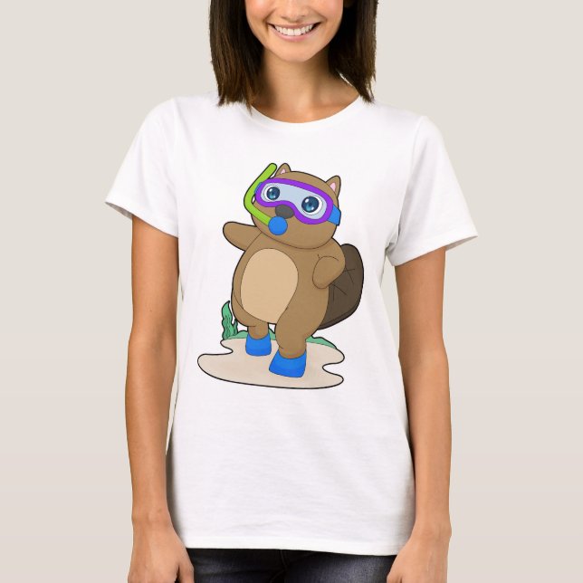 Camiseta Buzo de buceo con snorkel de castor (Anverso)
