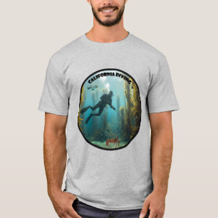 Camiseta Buzo de buceo libre de California con algas y pece