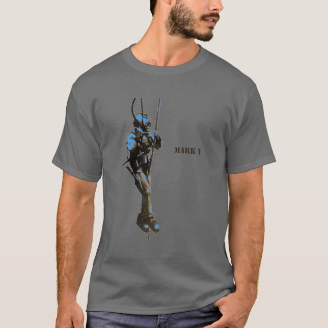 Camiseta Buzo de época con casco de buceo Mark V sobre una  (Anverso)