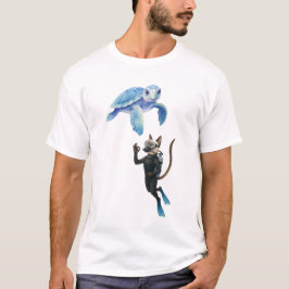 Camiseta Buzo de tortuga y gato