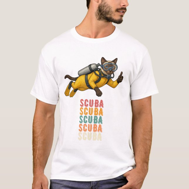 Camiseta Buzo Gato Siames Diver (Anverso)