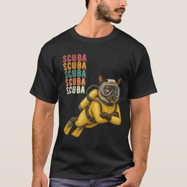 Camiseta Buzo Gato Siames Diver (Anverso)