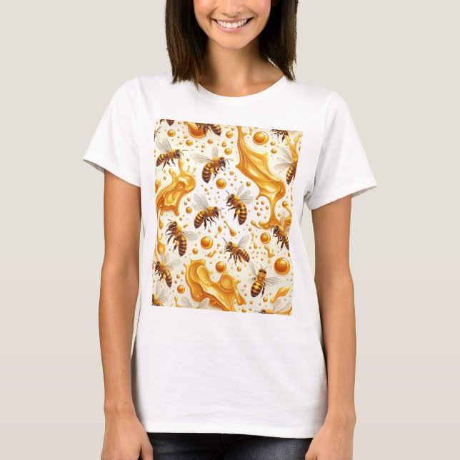 Camiseta Buzz & Drip – Seamless 8K Honey Bee Pattern with G (Anverso)