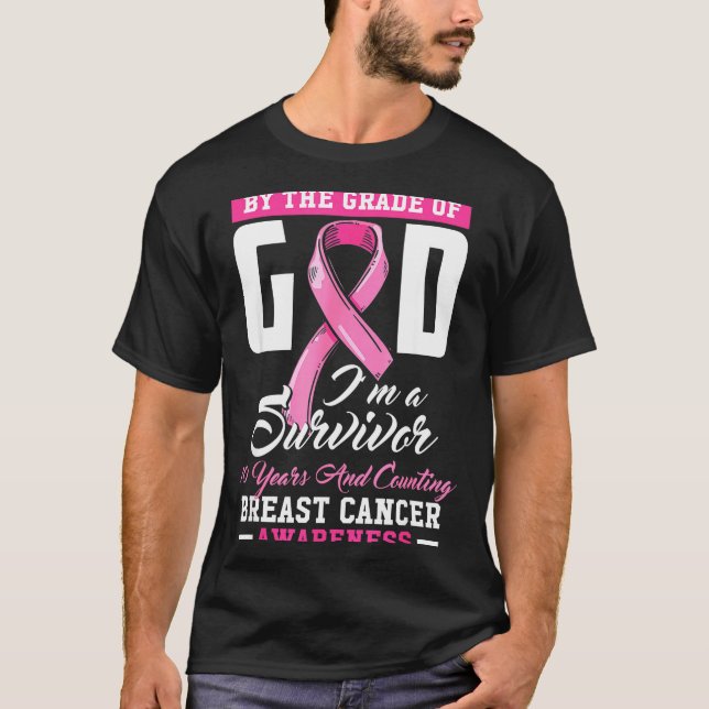 Camiseta By The Grace Of God Survivor 10 Year Breast Cancer (Anverso)