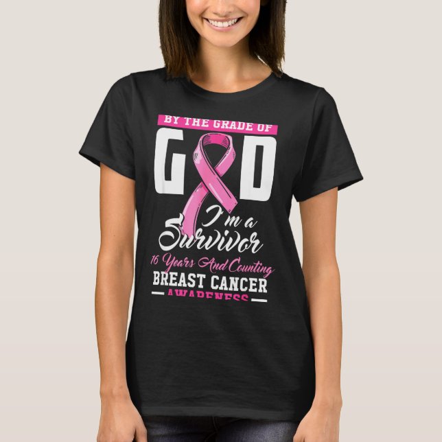 Camiseta By The Grace Of God Survivor 16 Year Breast Cancer (Anverso)