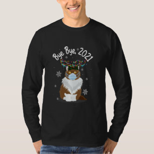 Camiseta Bye Bye 2021 Cat Face Mask Reindeer Light Ca