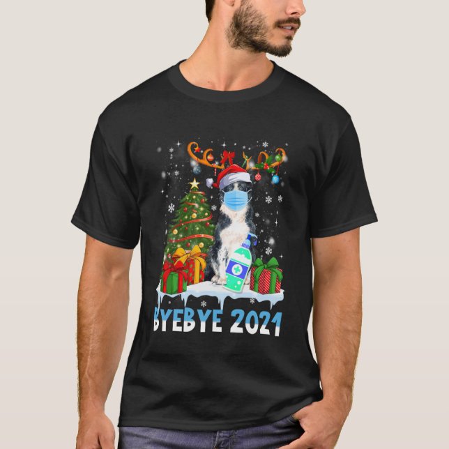 Camiseta Bye Bye 2021 Frontera Collie Vestir Máscara Navida (Anverso)
