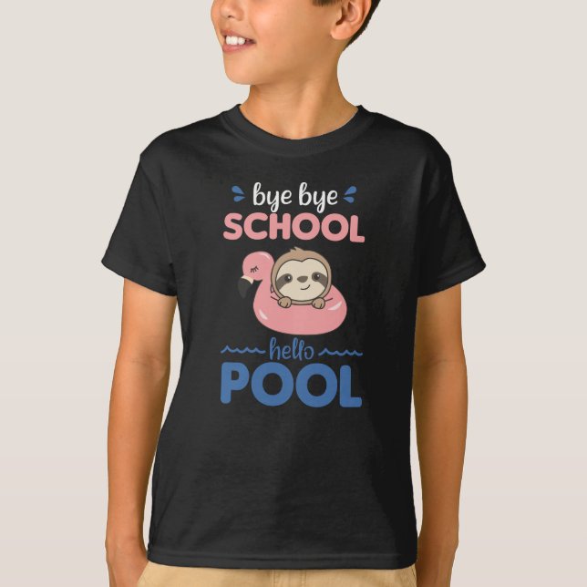 Camiseta Bye Bye School Hello Pool Fault Funny Animals (Anverso)