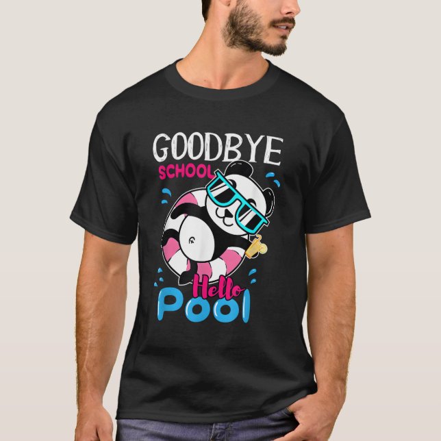 Camiseta Bye School Hello Pool Kawaii Panda Último Día De S (Anverso)