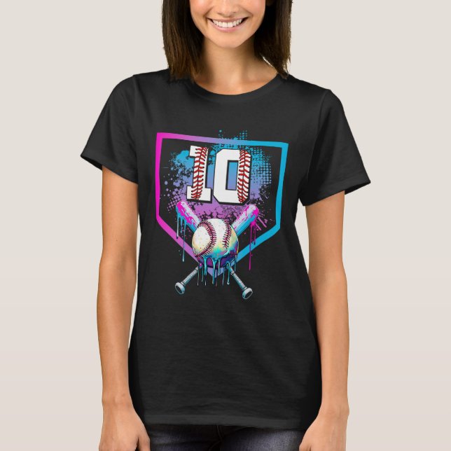 Camiseta Bysebyll Drip 10º Cumpleaños Home Plate Niño Juven (Anverso)