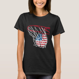 Camiseta Bysketbyll Shoot Burll Fun American Flag Indepe