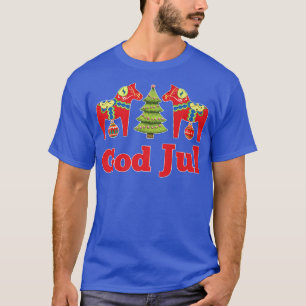 Camiseta Bzlg Dala Caballo Dios Jul Árbol de Navidad Feliz