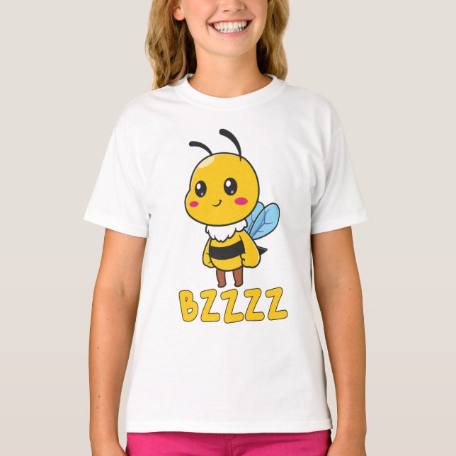 Camiseta BZZZ Abejas Infantiles Cutas para Niños - Abeja Pe (Anverso)