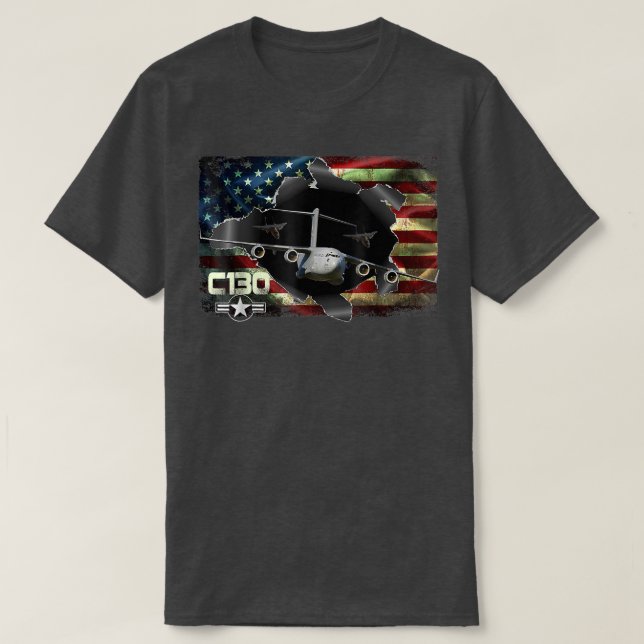 Camiseta C130 Hércules Ejército de la Fuerza Aérea Orgullo  (Diseño del anverso)