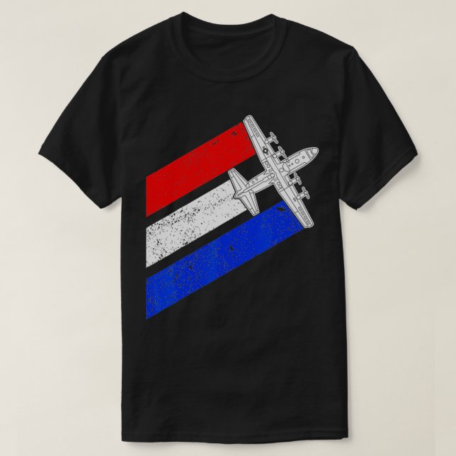 Camiseta C130 Hércules Gunship USA Flag Airplane C130 4th O (Diseño del anverso)
