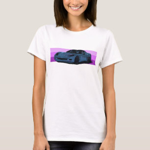 Camiseta C6 Corvette azul Sportscar con banda rosa