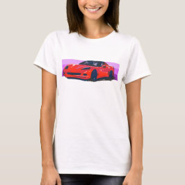 Camiseta C6 Corvette rojo Sportscar con banda rosa