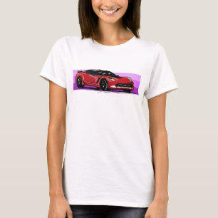 Camiseta C7 Corvette rojo Sportscar con banda rosa