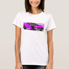 Camiseta C7 Corvette rosa Sportscar con banda rosa