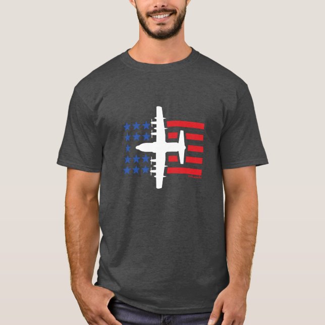 Camiseta C-130 Hércules Jet Blue Stars y Red Stripes (Anverso)