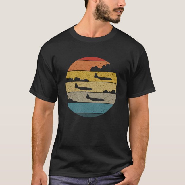 Camiseta C-130 Hércules Silhouette Retro Sunset Flying C130 (Anverso)