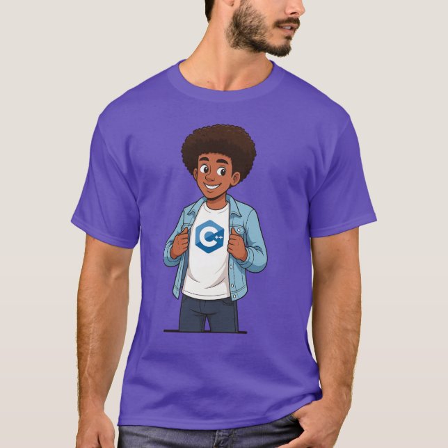 Camiseta C++ Cartoon Programmer T-Shirt (Anverso)