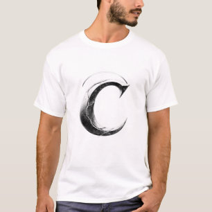 Camiseta C de letra gótica oscura - Shadow C