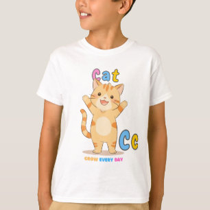 Camiseta "C es para el gato" Tee alfabético - Crecer cada d